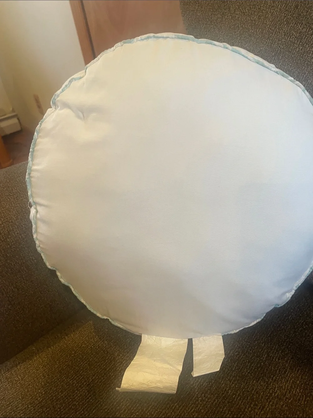 Lilly Pulitzer Round White Pillow with Light Aqua Sea Turtle Embroidery